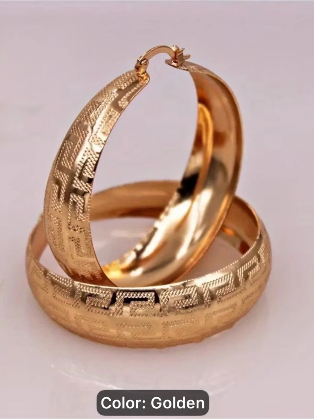 Golden Textured Hoop Earrings - Fashion Jewelry